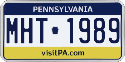PA license plate MHT1989