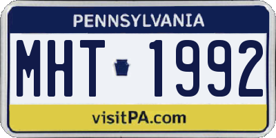 PA license plate MHT1992