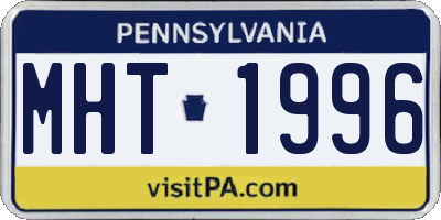 PA license plate MHT1996
