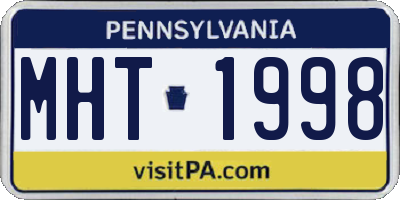 PA license plate MHT1998