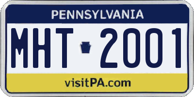 PA license plate MHT2001