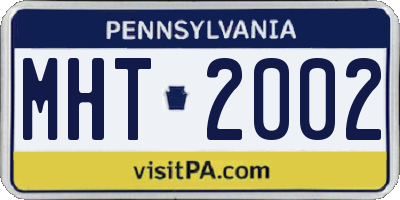 PA license plate MHT2002