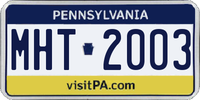 PA license plate MHT2003
