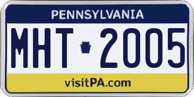 PA license plate MHT2005