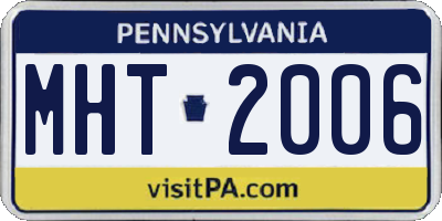 PA license plate MHT2006