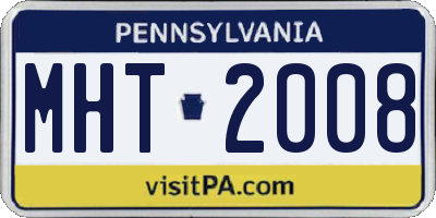 PA license plate MHT2008