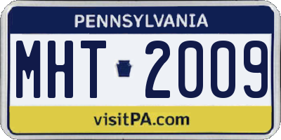 PA license plate MHT2009
