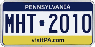 PA license plate MHT2010
