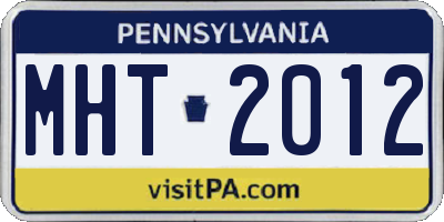 PA license plate MHT2012