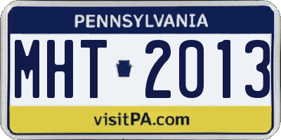 PA license plate MHT2013