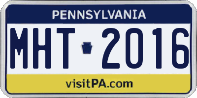 PA license plate MHT2016