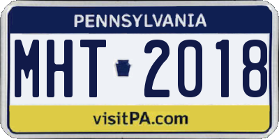 PA license plate MHT2018