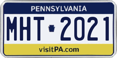 PA license plate MHT2021