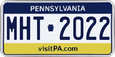 PA license plate MHT2022