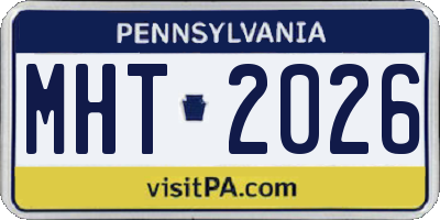 PA license plate MHT2026
