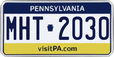 PA license plate MHT2030