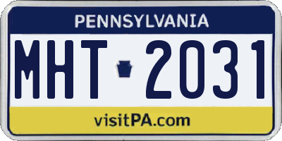 PA license plate MHT2031