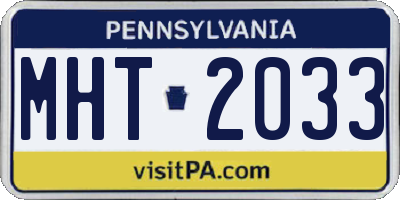 PA license plate MHT2033
