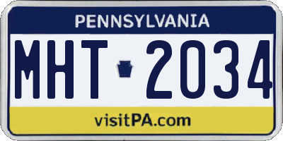 PA license plate MHT2034