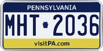 PA license plate MHT2036