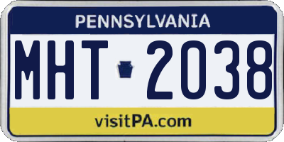 PA license plate MHT2038