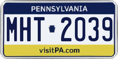 PA license plate MHT2039