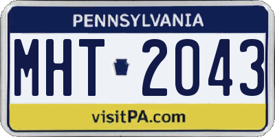 PA license plate MHT2043