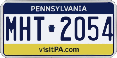 PA license plate MHT2054