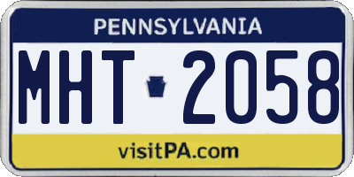 PA license plate MHT2058