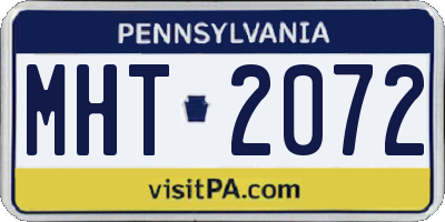 PA license plate MHT2072