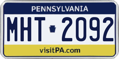 PA license plate MHT2092