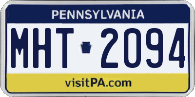 PA license plate MHT2094