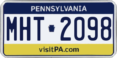 PA license plate MHT2098