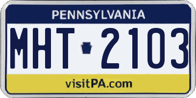 PA license plate MHT2103