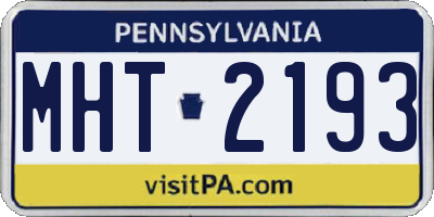 PA license plate MHT2193