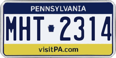 PA license plate MHT2314