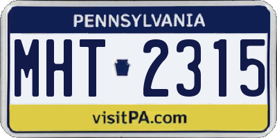 PA license plate MHT2315