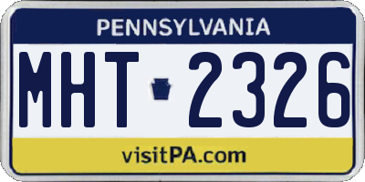 PA license plate MHT2326
