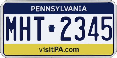 PA license plate MHT2345