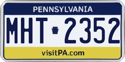 PA license plate MHT2352