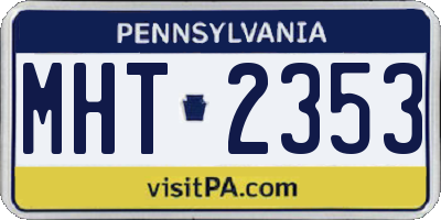 PA license plate MHT2353