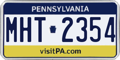 PA license plate MHT2354