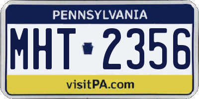 PA license plate MHT2356
