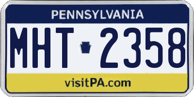 PA license plate MHT2358