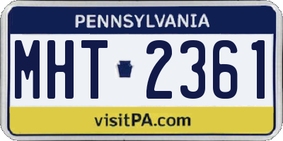 PA license plate MHT2361