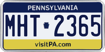 PA license plate MHT2365