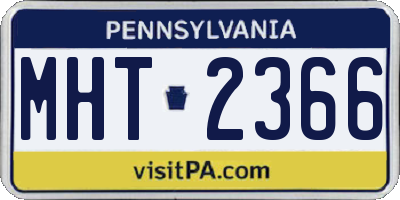 PA license plate MHT2366