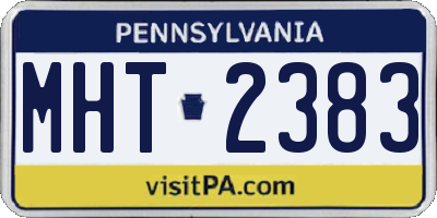PA license plate MHT2383