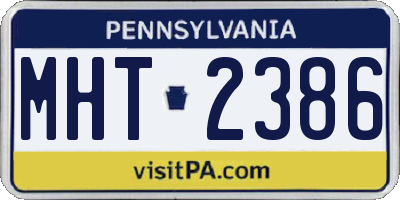 PA license plate MHT2386