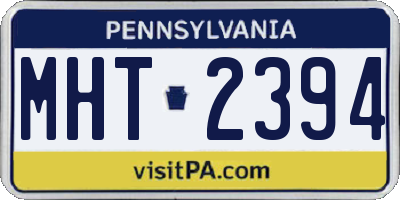 PA license plate MHT2394